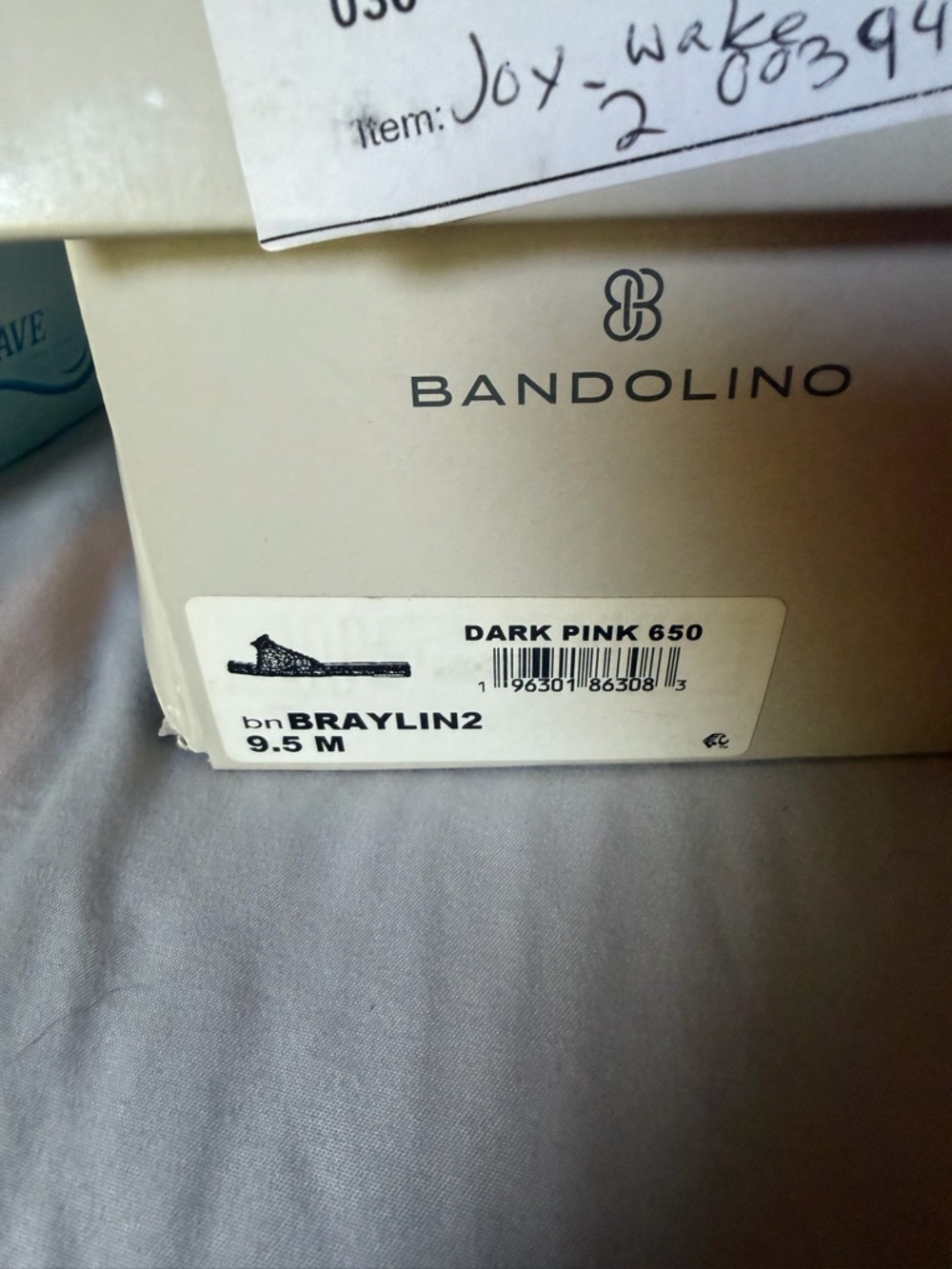 Bandolino Hot Pink Bow Slide Sandals with Cream Trim - Picture 2 of 2